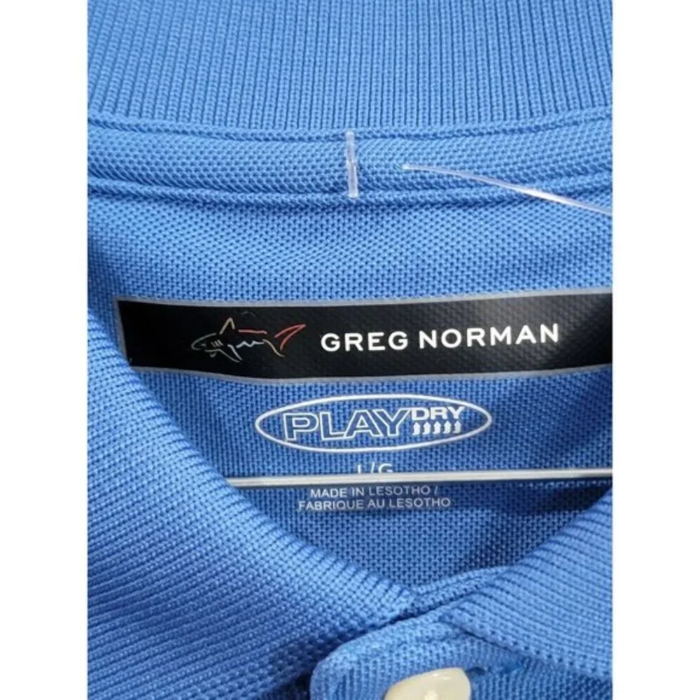 Greg Norman Play Dry Polo Shirt Men Large L Blue Short Sleeve Logo - Picture 4 of 7